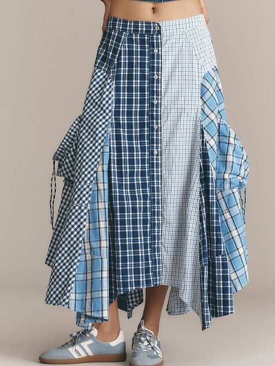 Anthropologie Dresses & Skirts - Anthropologie Pilcro anthropologie menswear midi skirt XS navy white Sold out